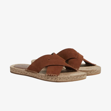 Crossover-Strap Suede Sandals