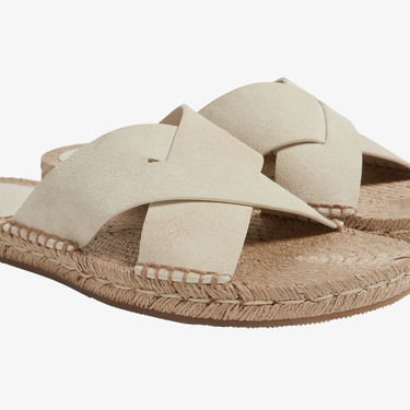 Crossover-Strap Suede Sandals