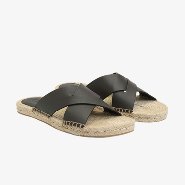 Crossover-Strap Suede Sandals