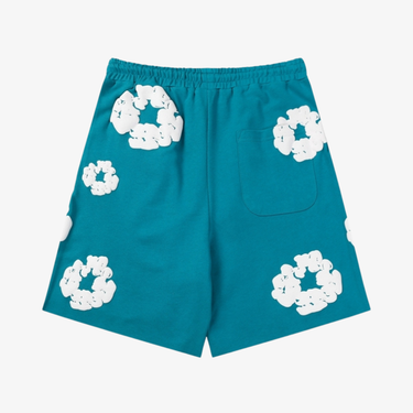 Shorts White Clouds Teal