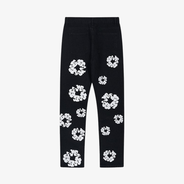 Jeans Floral Print Black
