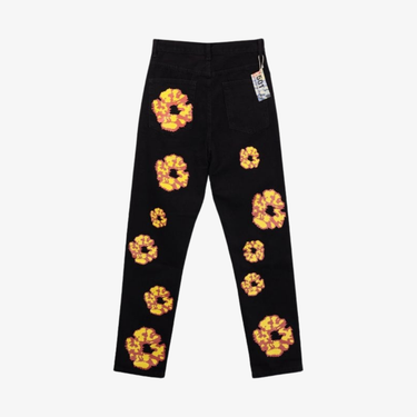 Jeans Floral Print Black