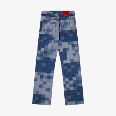 Jeans LV Blue Pixel Patchwork